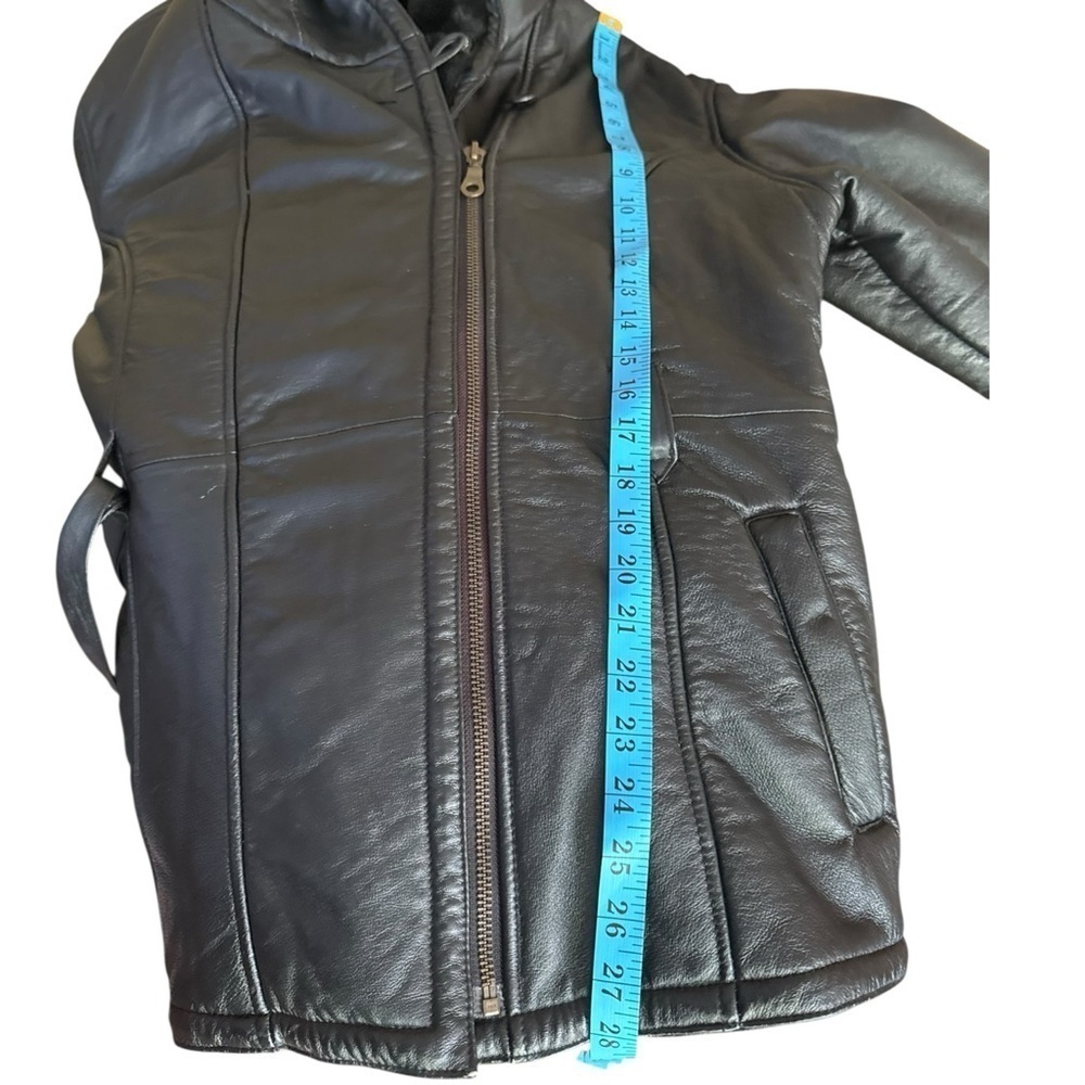 Y2K Wilsons Leather Faux Fur Lined Hooded Belted Coat Hollywood Glam Mob Wife - Picture 10 of 15